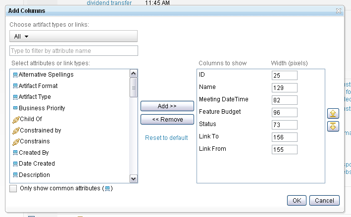 Column customization