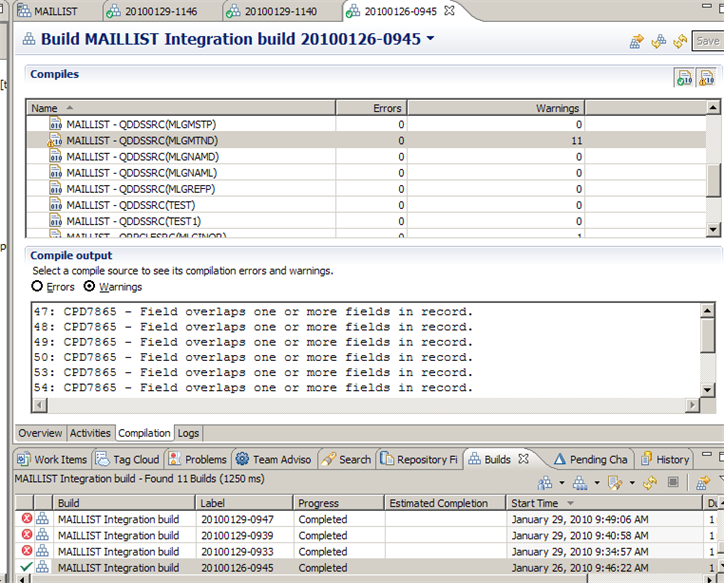 IBM i Compile Results