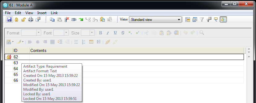 Lock information in module