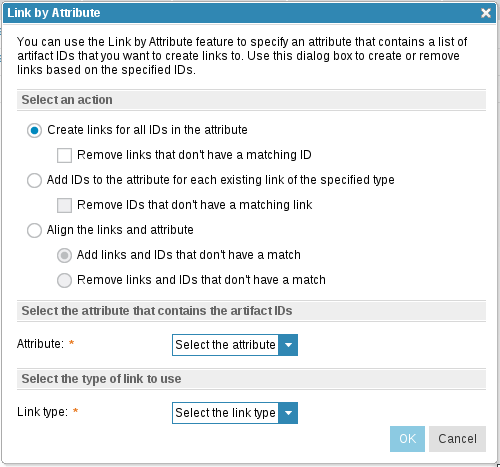 The Link by Attribute dialog box