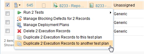 Duplicate test execution records from a test plan