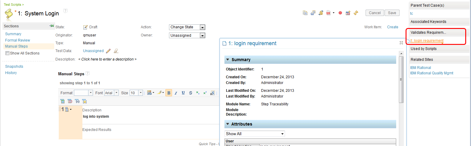 navigate from requirement to step