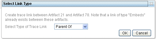 Embedded Create Matching Trace Link Dialog