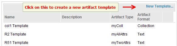 Artifact Templates Section