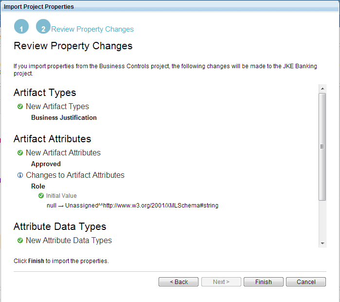 picture of import project properties window