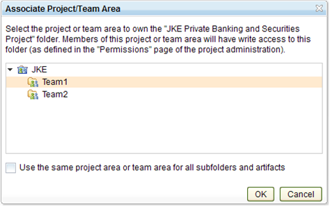 associating project/team area