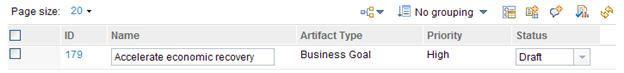 team area with editable attributes