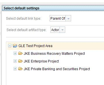 selecting default setting in links explorer