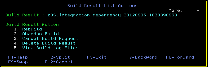 ISPF CLient build result detail selection