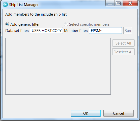 Screenshot of the Ship List Manager dialog