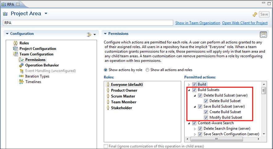 Build Subset Permissions