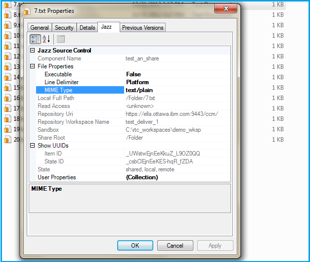 Viewing Jazz properties in Windows Explorer Properties view