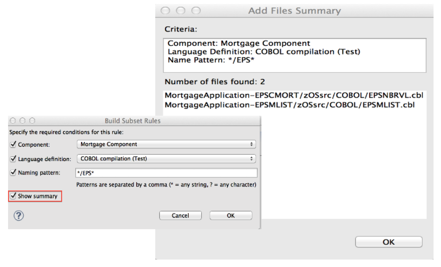 Add Files Summary Dialog