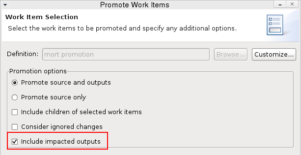 Include impacted outputs option