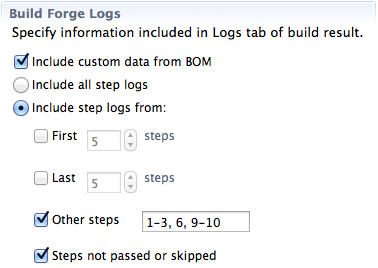 Build Forge step range configuration
