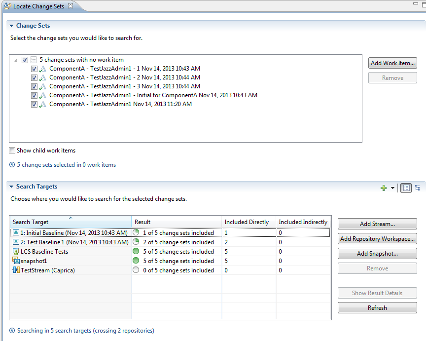 Locate Change Sets