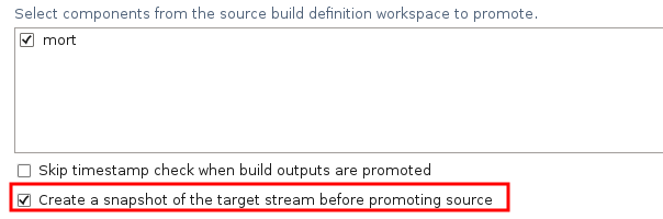 Create a snapshot of the target stream