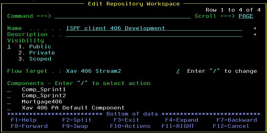 ISPF CLient Edit Repository Workspace