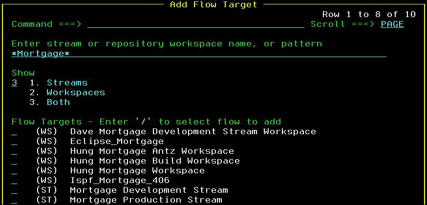 ISPF CLient Add Flow Target