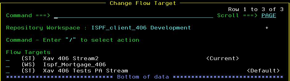 ISPF CLient Change Flow Target