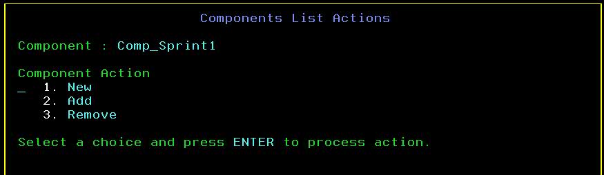 ISPF CLient Components List Actions