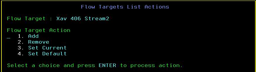 ISPF CLient Flow Targets List Actions