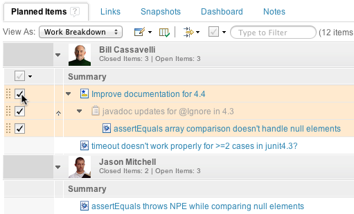Plan Hierarchy Action