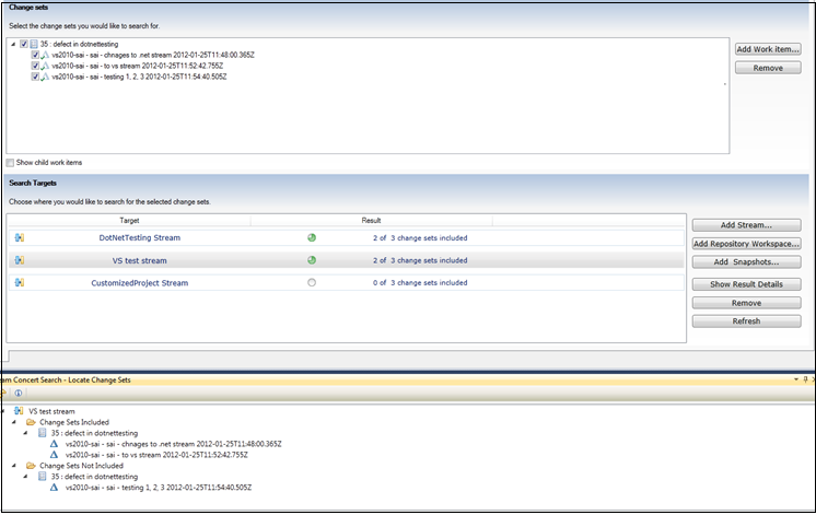 Locate change set snapshot