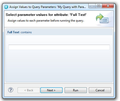 Query parameter dialog