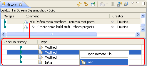 Check-in History shows a file was checked-in multiple times before the change set was completed