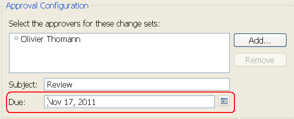 Pick a due date in the Submit For Review window