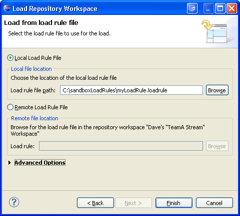 Load wizard has been updated to support loading from a load rule file