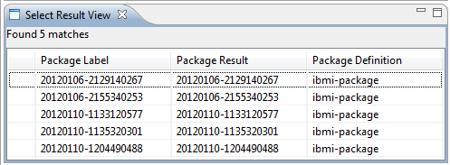 The Select Result view to show all packages