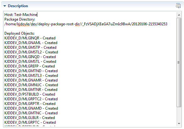 A deployment summary work item description