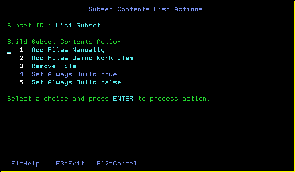 Build Subset Contents List Actions