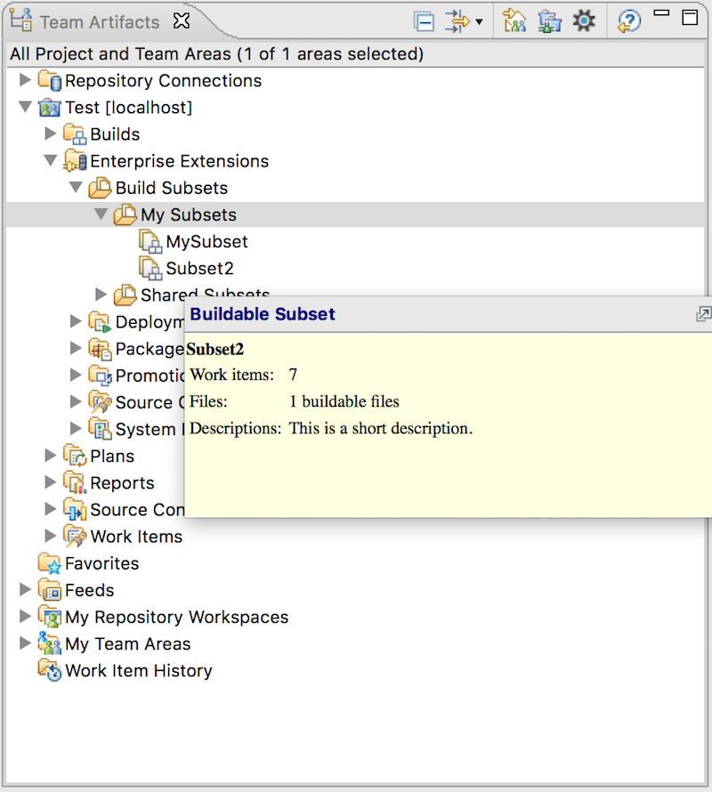 Tooltip information for Buildable Subset