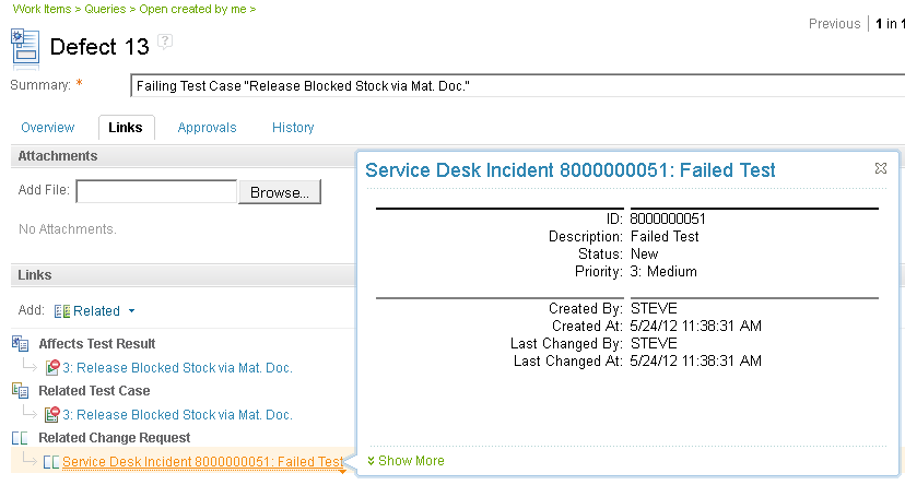 linking service desk incidents and rtc