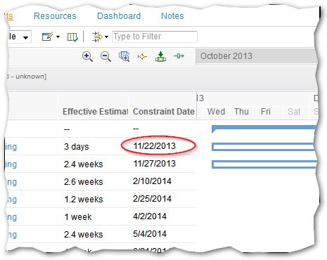 Release plan showing dates under discussion