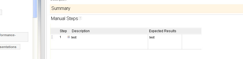 screen shot - arrow missing next to Expected Results