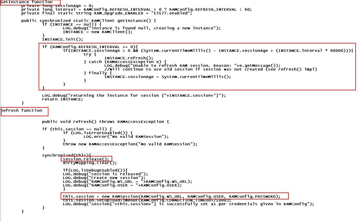 Code used to create RAM session