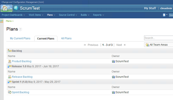 Current Plans of scrum template