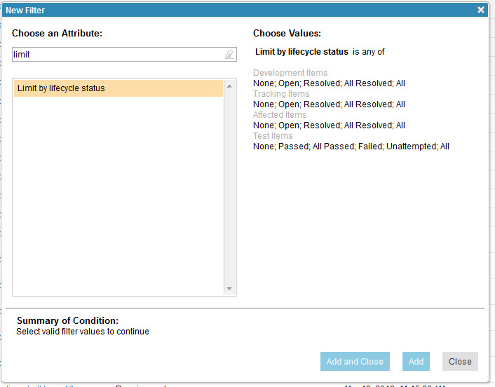 Limit by lifecycle status filter