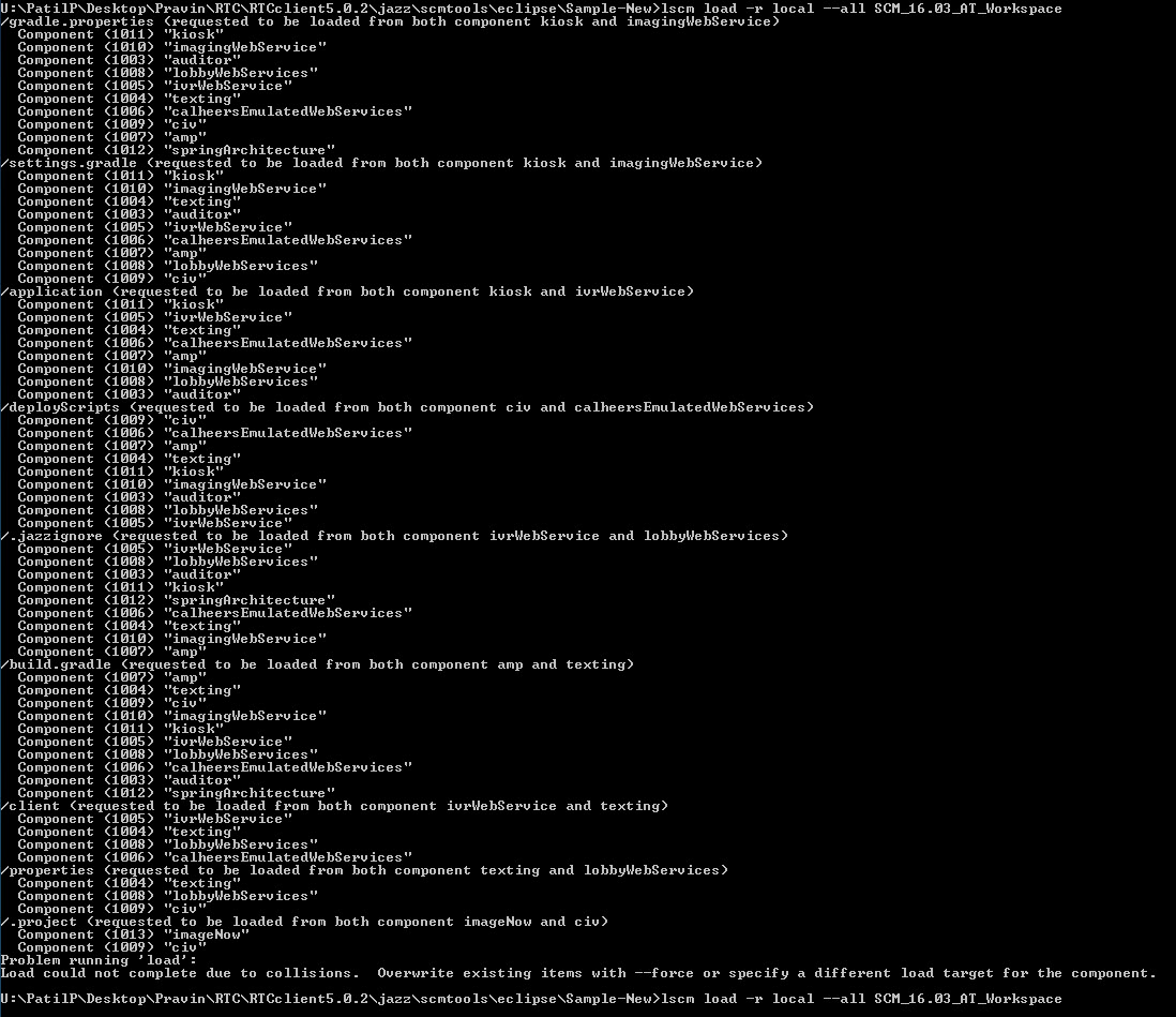 Issue in loading components via SCM command line