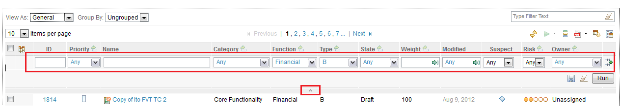 In line filtering by example