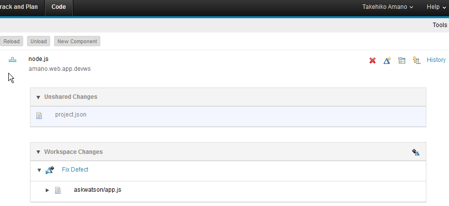 JazzHub SCM changes example.