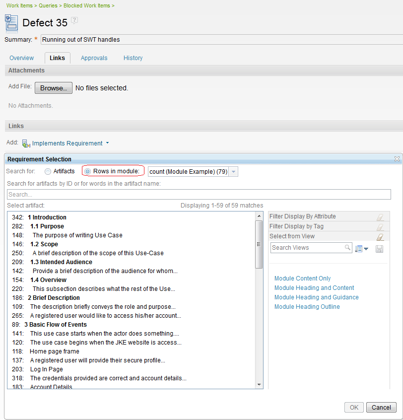 Link to Row In a Module