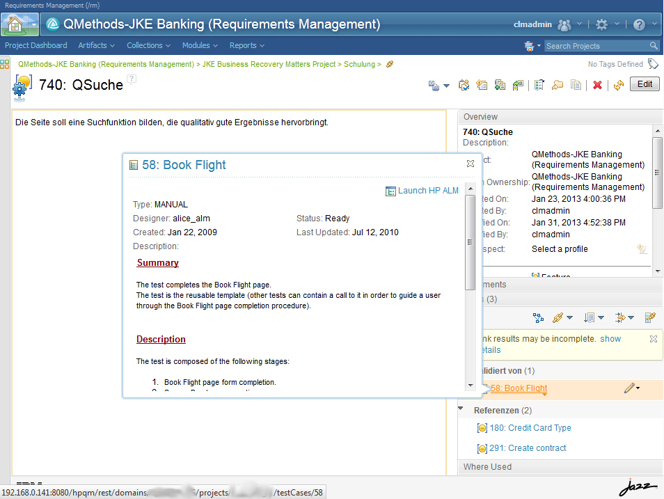 Links out of RRC artifacts to HPQC testcases/defects