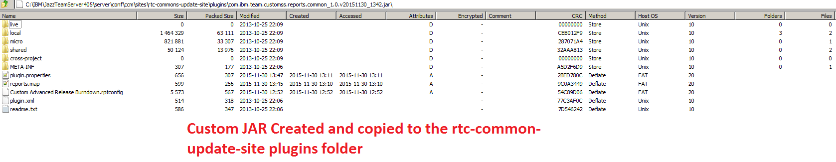 Created a New JAR and trying to deploy using ServerReset and restart CCM