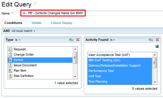 Predefined query permits changing the summary a lot