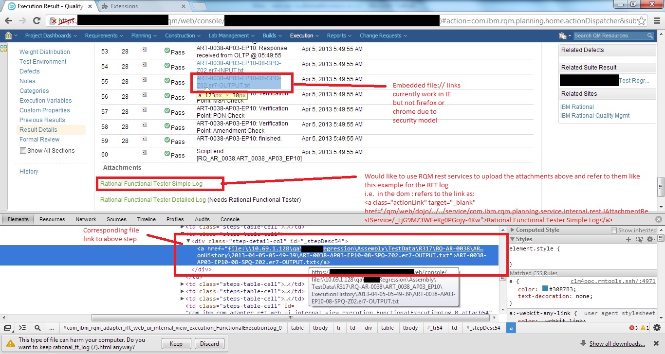 RFT Execution result in RQM